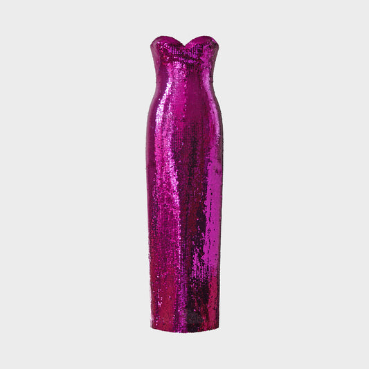 Fuchsia embroidered dress 1976 by Loris Azzaro