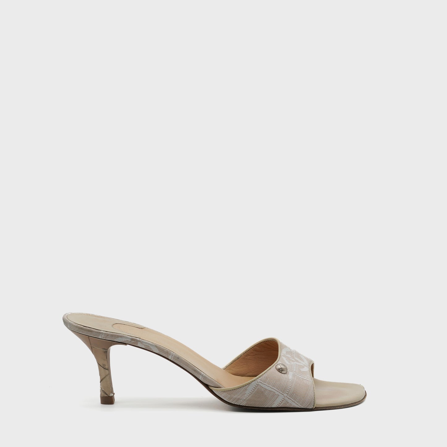 Beige Jacquard Mules Chanel 2000 by Karl Lagerfeld