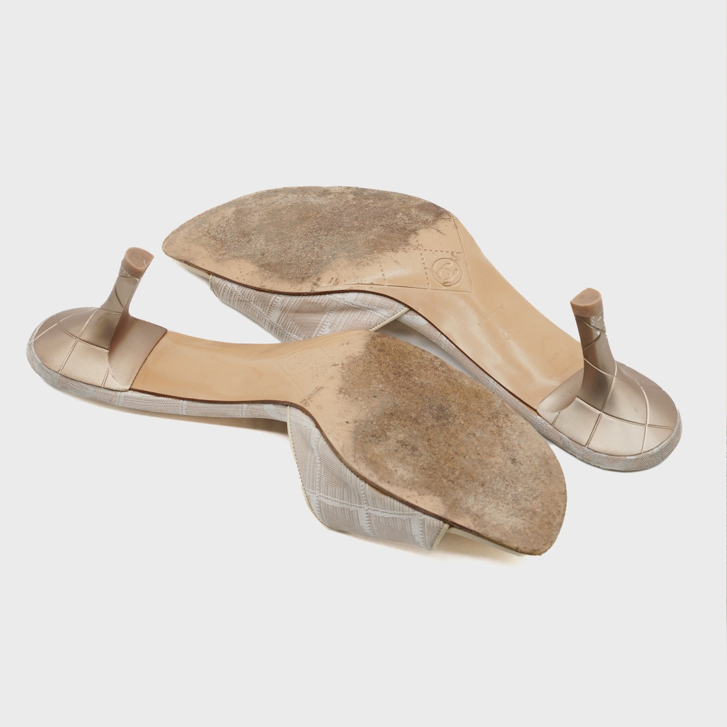 Beige Jacquard Mules Chanel 2000 by Karl Lagerfeld