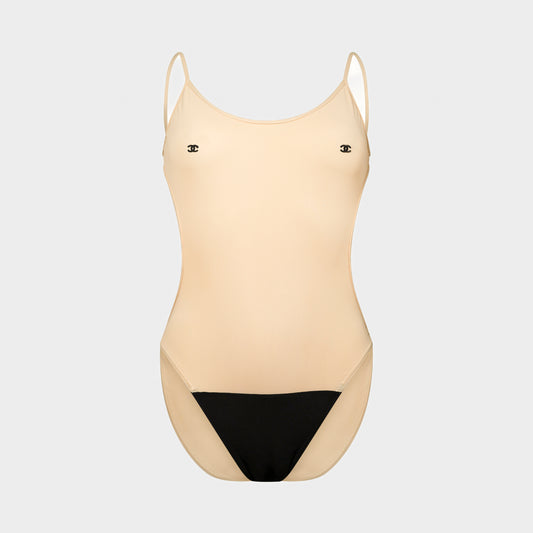 Chanel Beige Swimsuit 1990 by Karl Lagerfeld