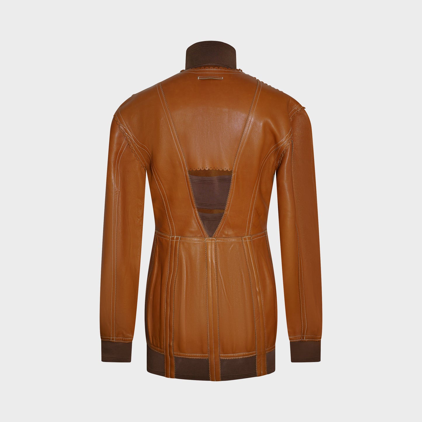 Veste en Cuir Jean Paul Gaultier Beige SS 2004 par Jean Paul Gaultier