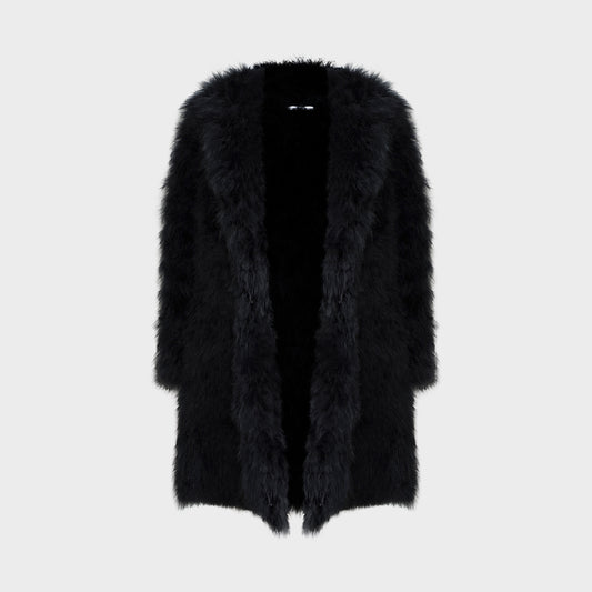 Manteau en Plumes Noir FW 2007 par Sonia Rykiel