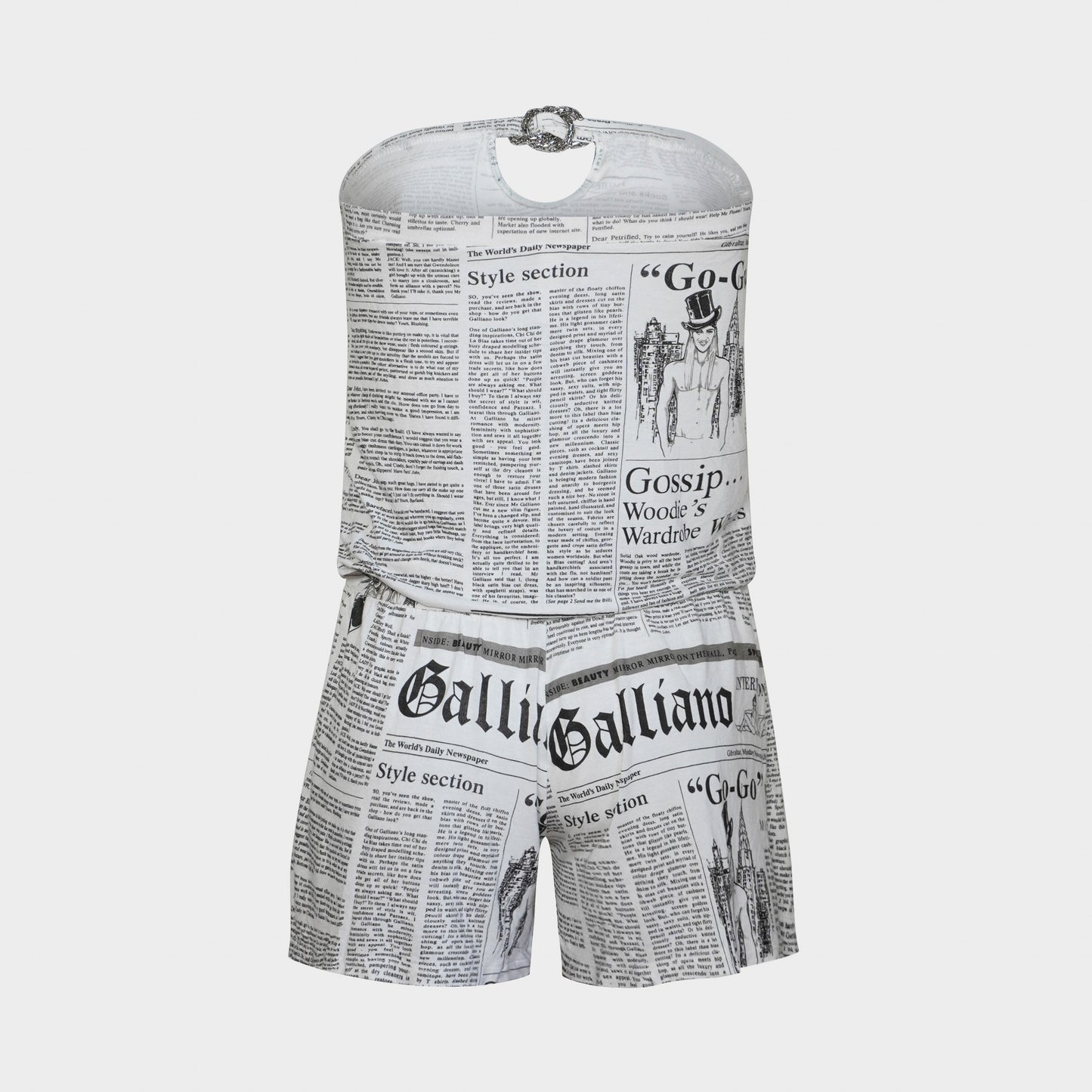 Combi-short Bustier Newspaper Christian Dior 2000 par John Galliano
