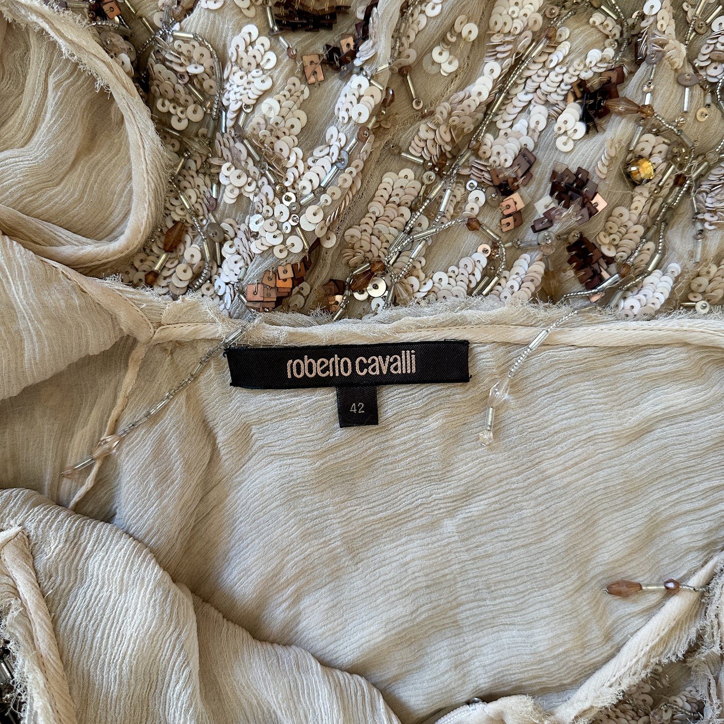 Robe Brodée Beige Roberto Cavalli