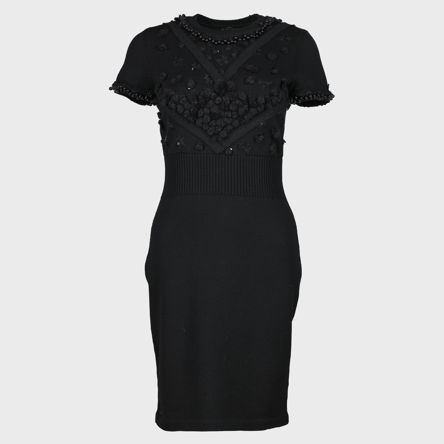 Robe Noir Laine Brodée Chanel 2013 par Karl Lagerfeld