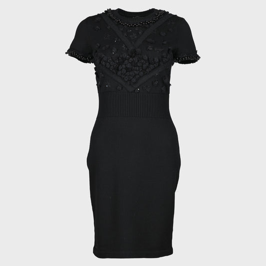 Robe Noir Laine Brodée Chanel 2013 par Karl Lagerfeld
