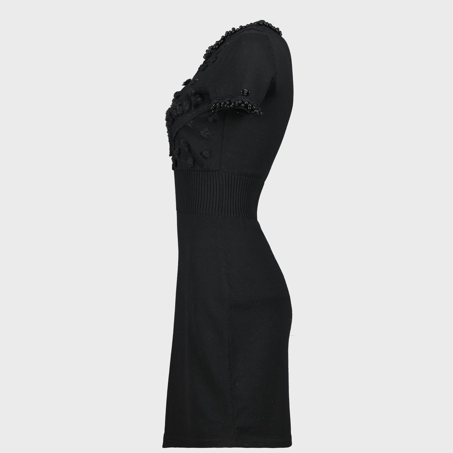 Robe Noir Laine Brodée Chanel 2013 par Karl Lagerfeld
