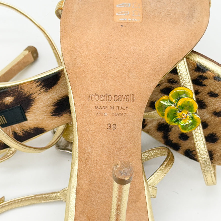 Escarpin Or Fleur Roberto Cavalli 2000