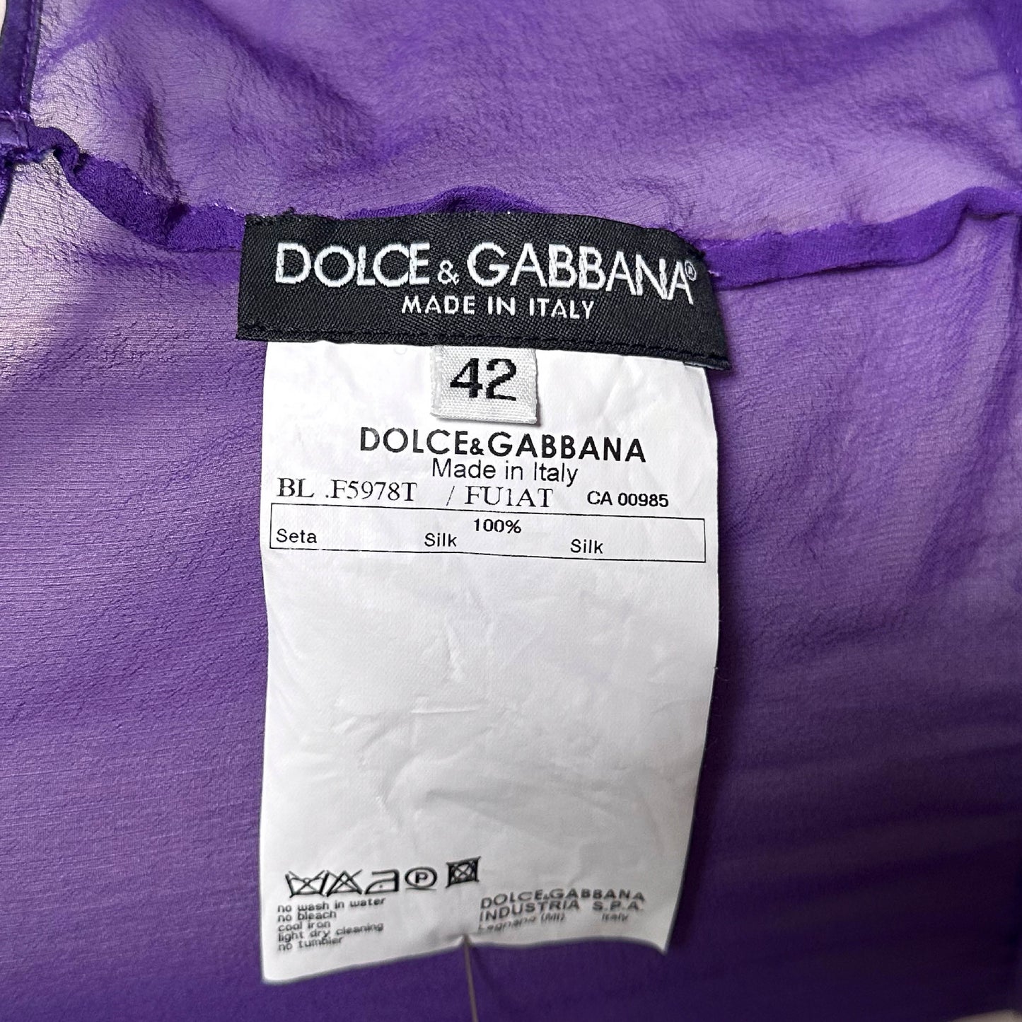 Chemisier Soie Violet Dolce Gabbana 2000