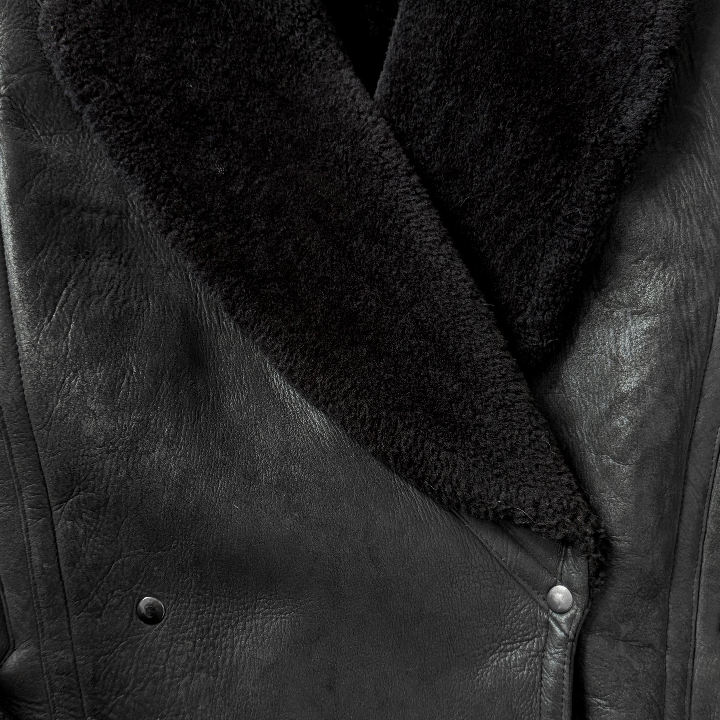 Manteau Noir Mouton Thierry Mugler 1980