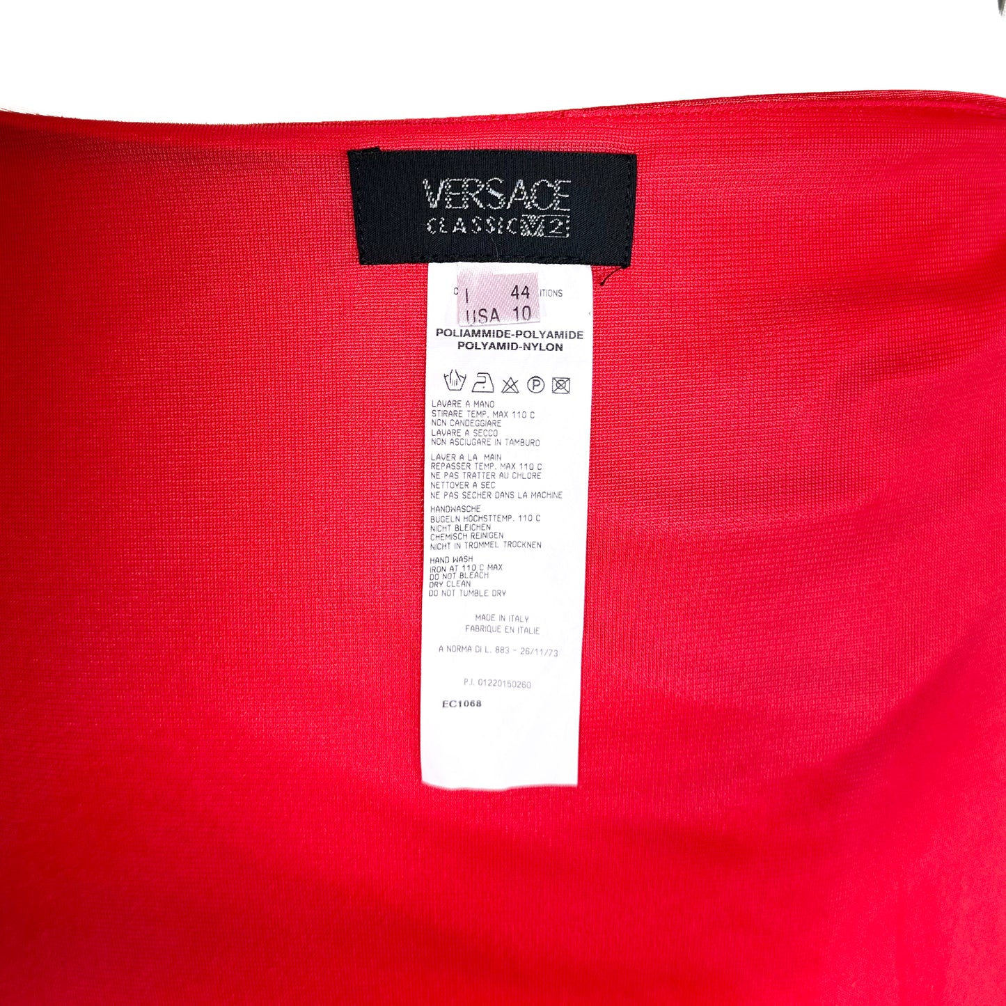 Jupe Satin Rouge Versace 2000 par Donatella Versace