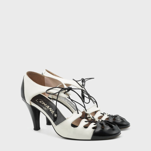 Chanel SS 2003 Black &amp; White Sandals by Karl Lagerfeld