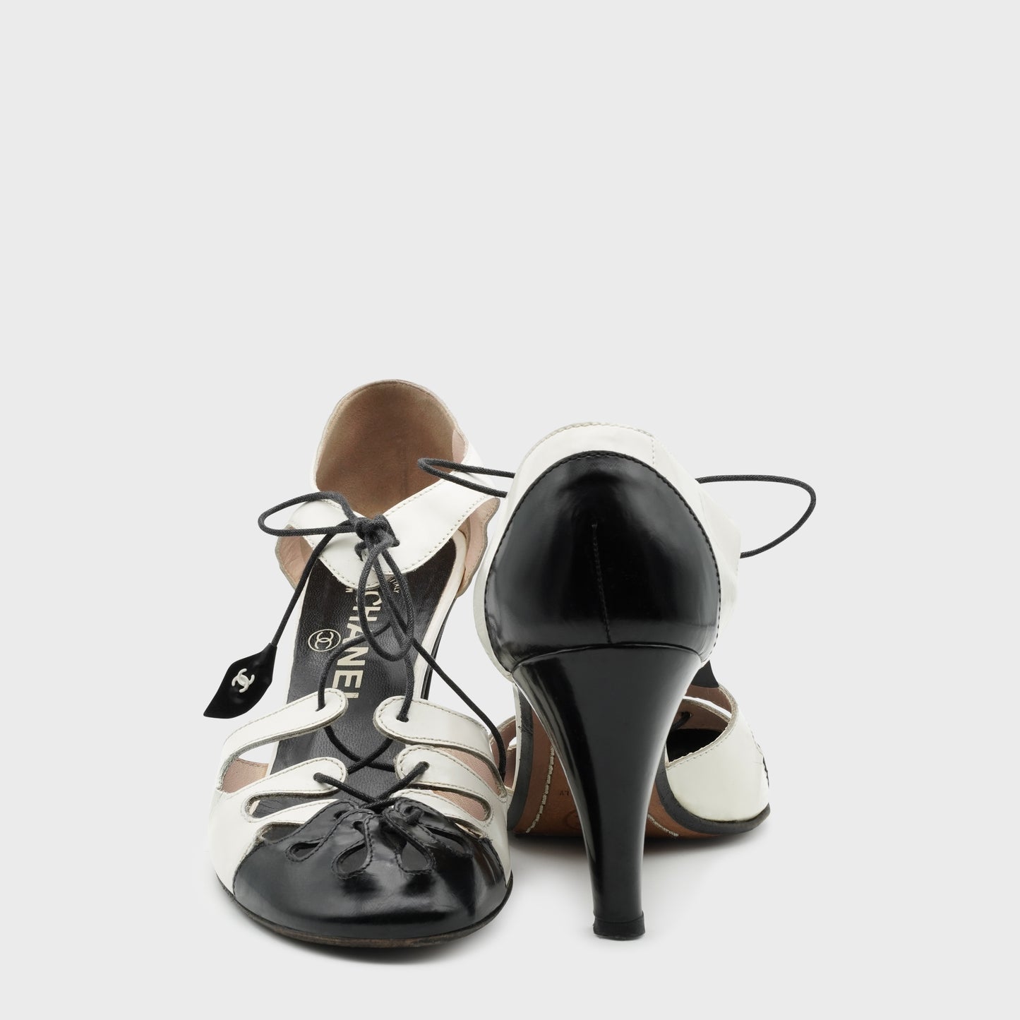 Chanel SS 2003 Black &amp; White Sandals by Karl Lagerfeld