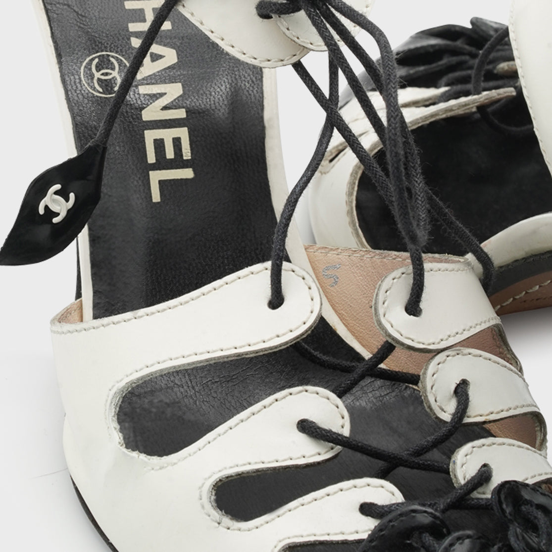 Chanel SS 2003 Black &amp; White Sandals by Karl Lagerfeld
