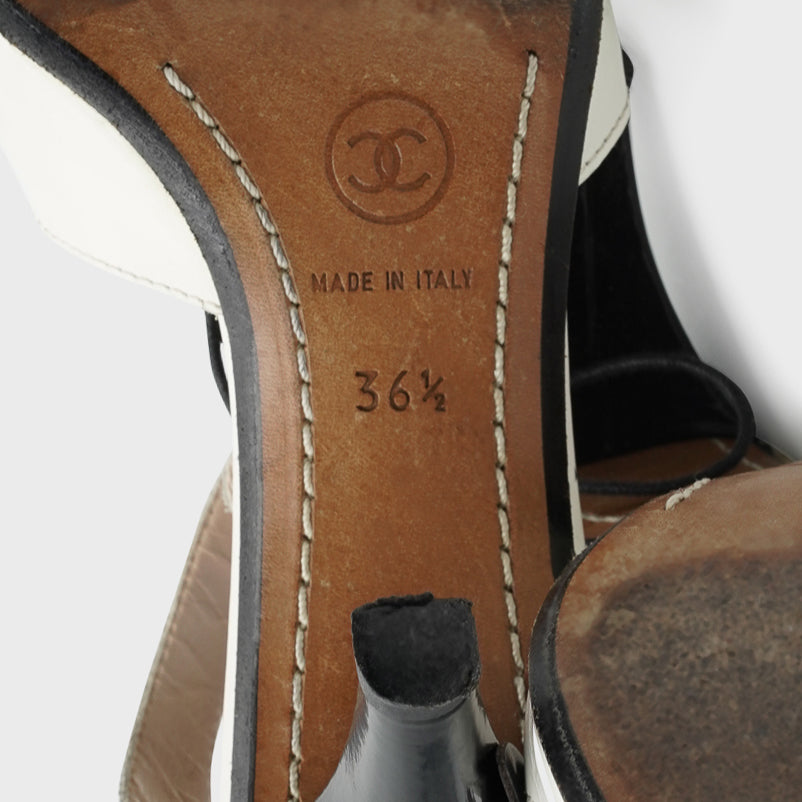 Chanel SS 2003 Black &amp; White Sandals by Karl Lagerfeld