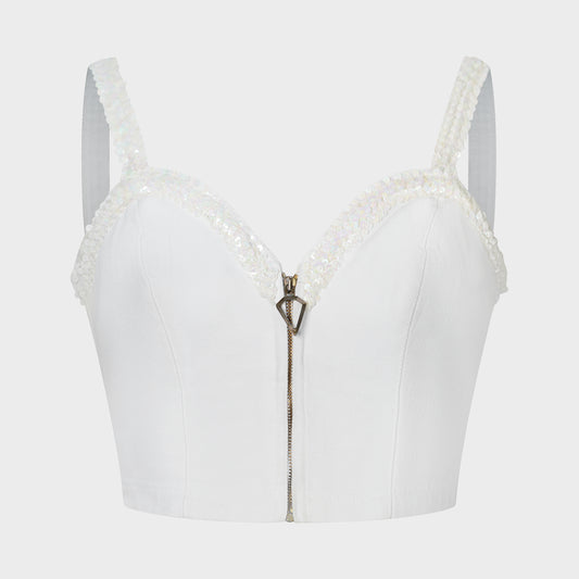 Bustier Blanc Paillette Blumarine 2000