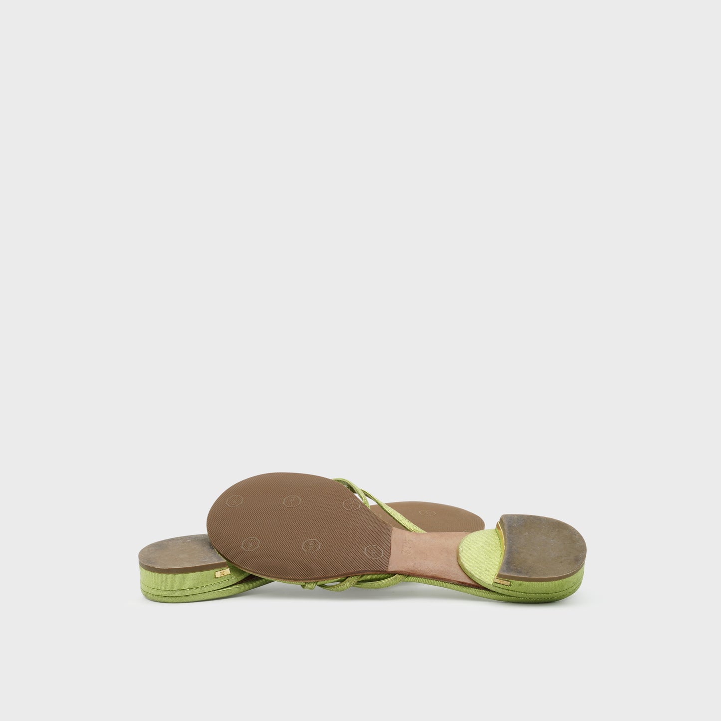 Chanel 2000 Green Satin Sandals by Karl Lagerfeld