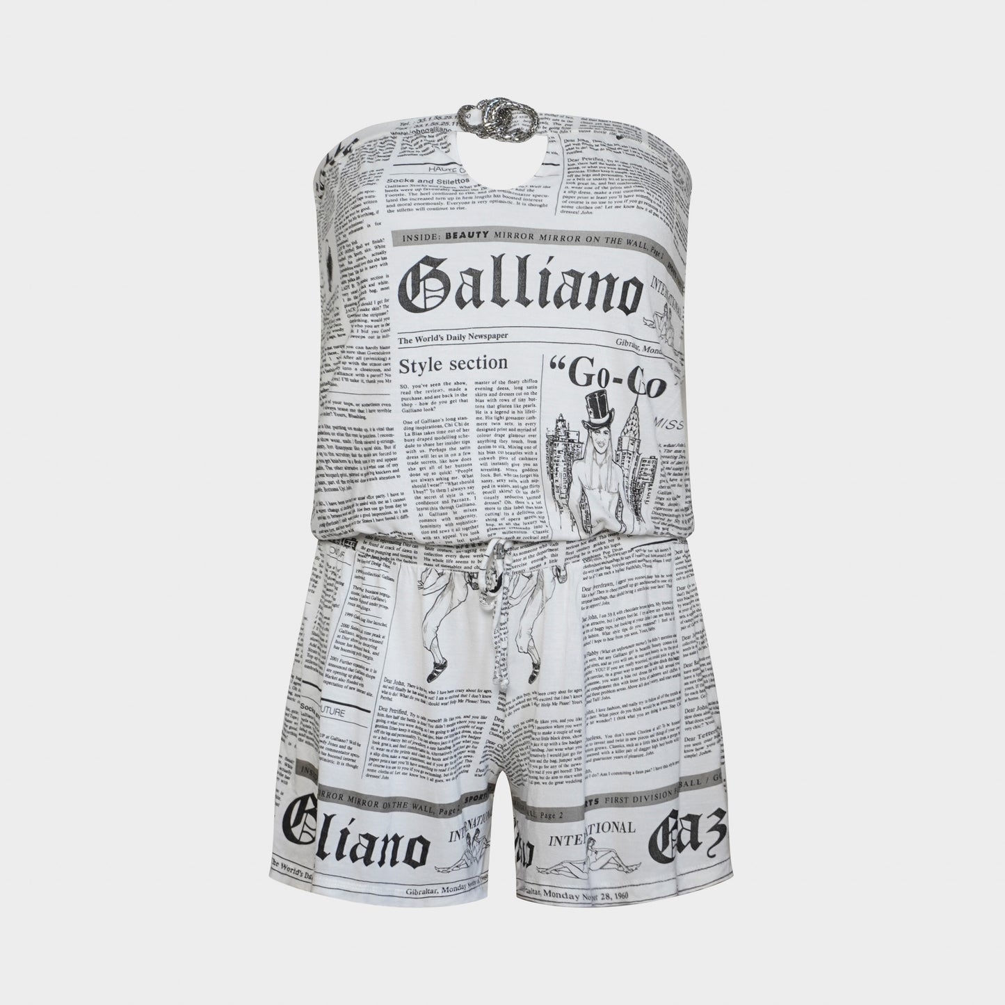 Combi-short Bustier Newspaper Christian Dior 2000 par John Galliano