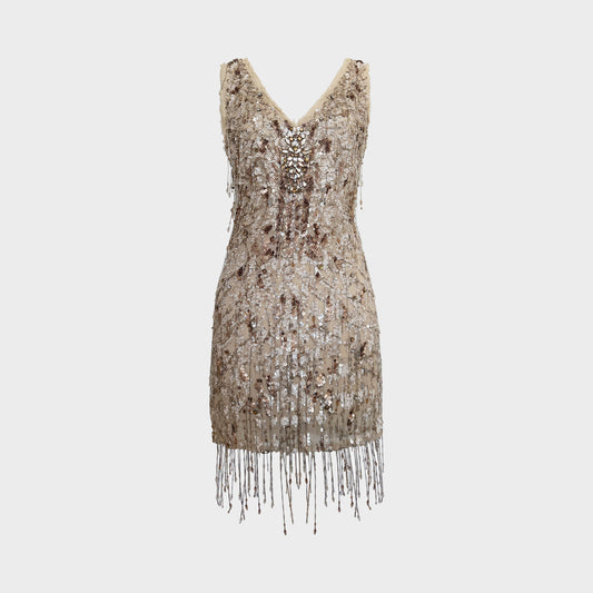 Robe Brodée Beige Roberto Cavalli