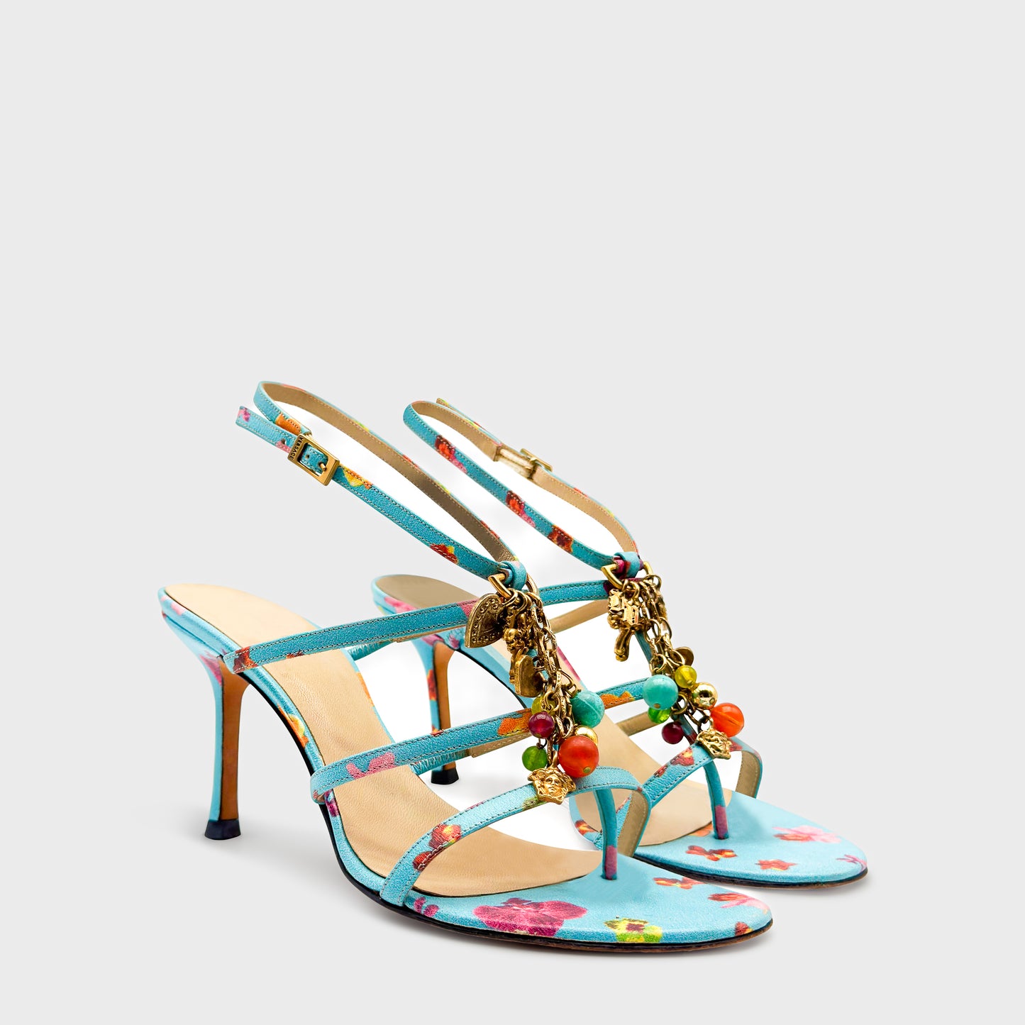 Sandales Bleu et Fleur Versace 2000