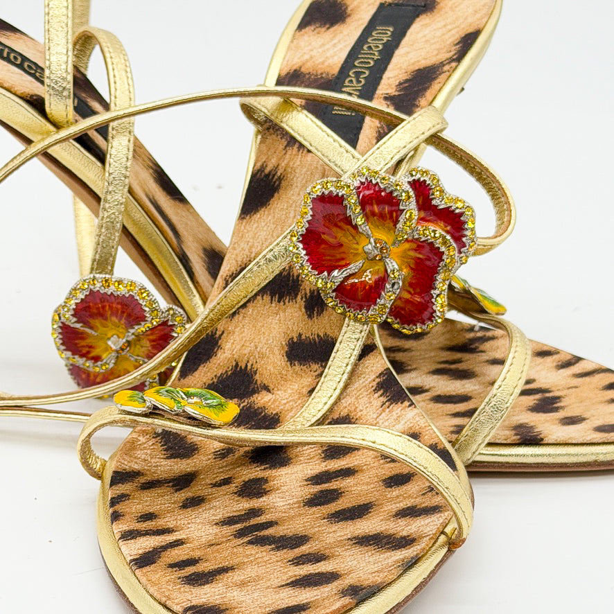 Escarpin Or Fleur Roberto Cavalli 2000