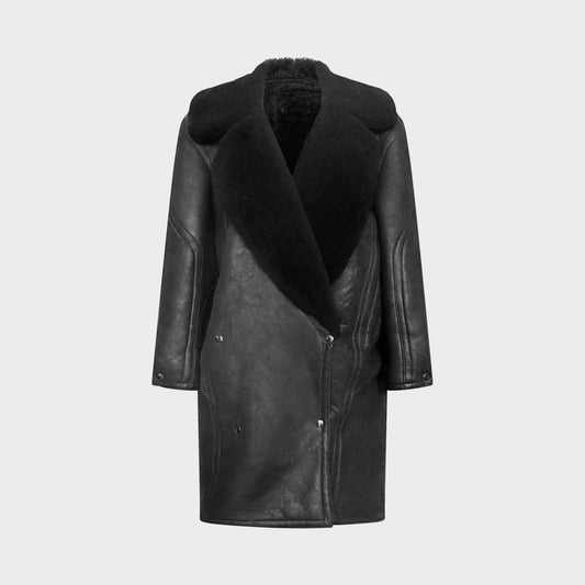 Manteau Noir Mouton Thierry Mugler 1980
