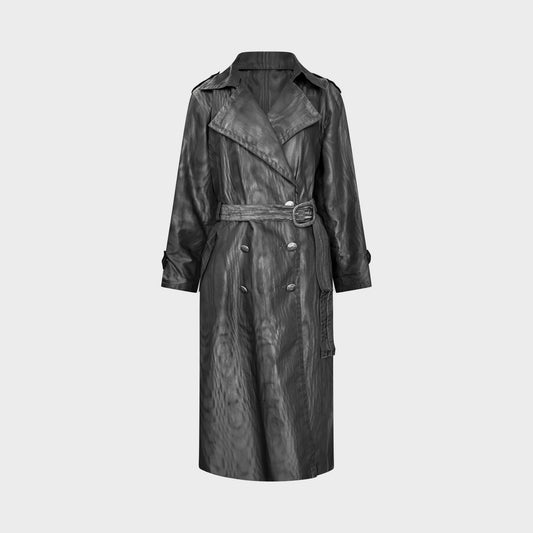 Trench-coat Moirée Noir Yves Saint Laurent 1990