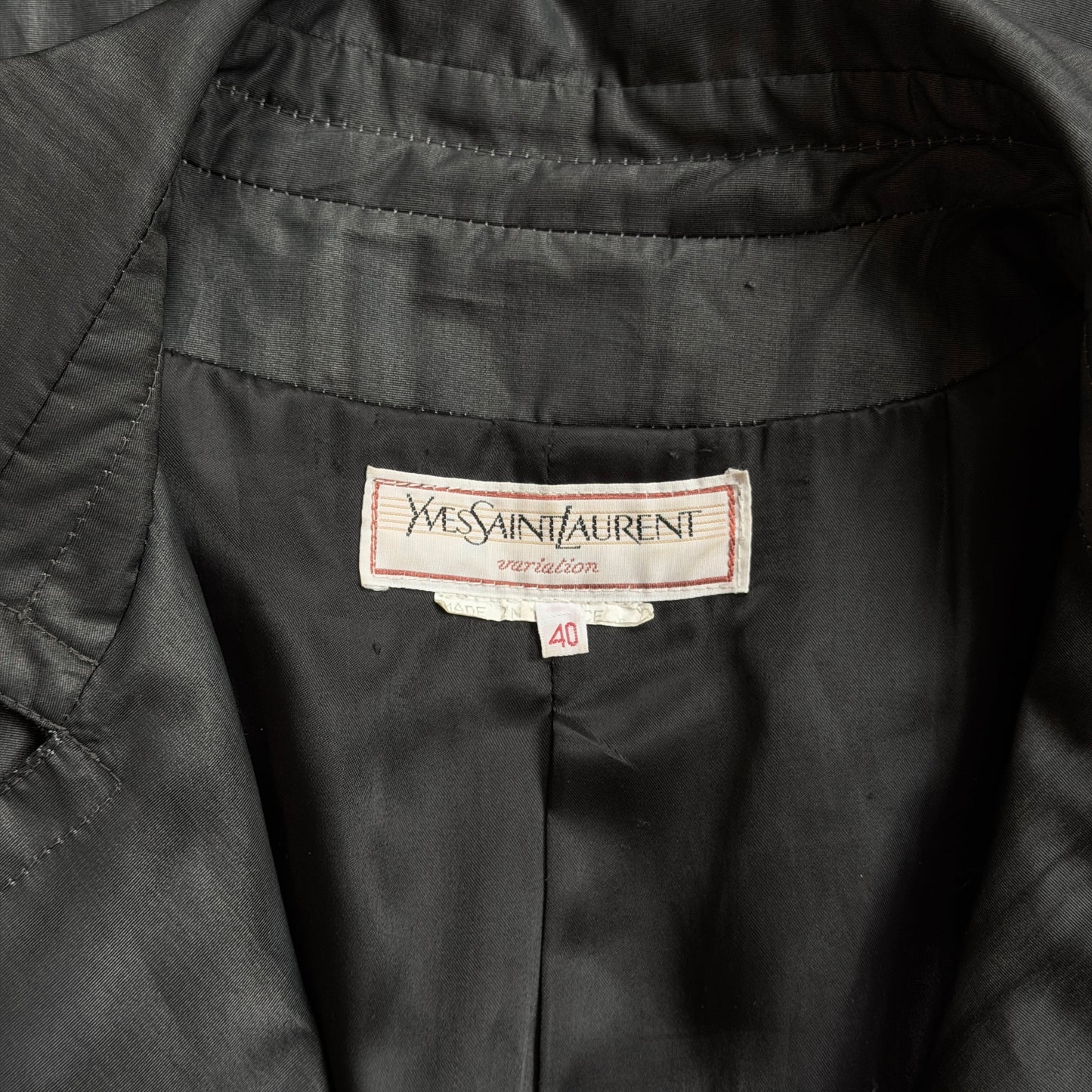 Trench-coat Moirée Noir Yves Saint Laurent 1990